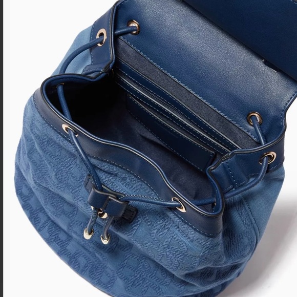 Marella/Max Mara/Blue Backpack with Leather Trim and Monogram/New with tag - Picture 3 of 4